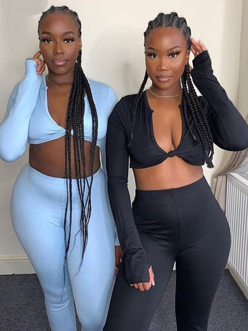 Yipinpay 2 Piece Outfits For Women Sexy Long Sleeve Crop Tops Drawstring Leggings Pants Sets Casual Sporty Sweatpants Tracksuits